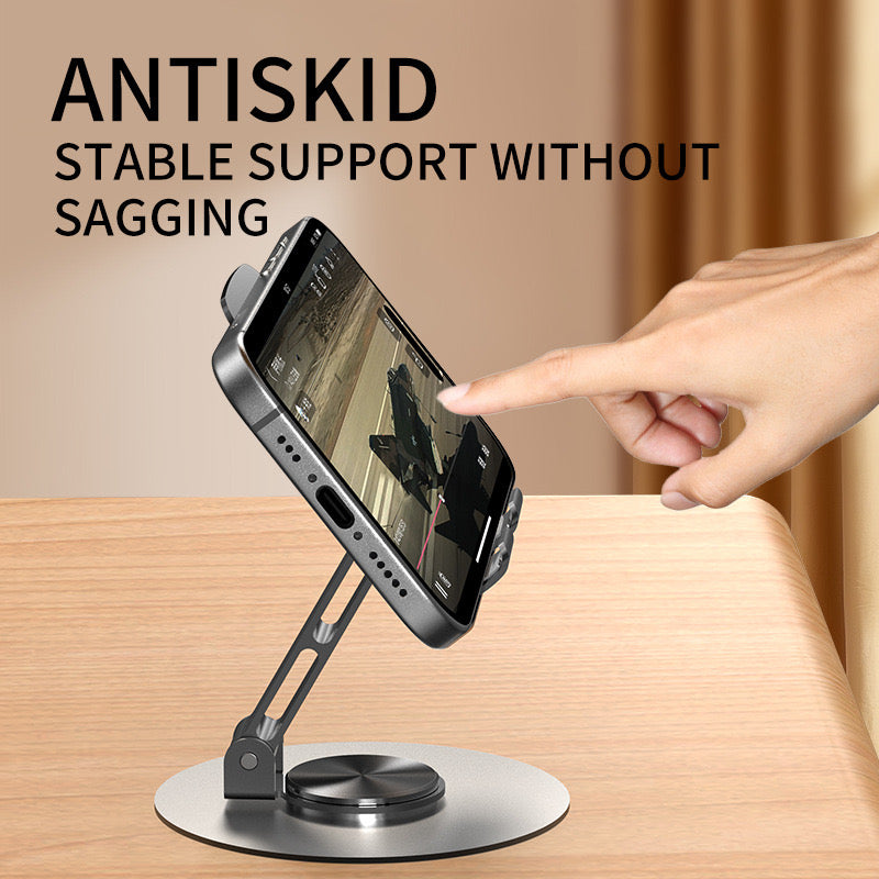 360 Metal Desktop Rotating Mobile Phone Holder - Fully Adjustable Foldable Phone Stand, for All Phones and Small Tablet Computers, Phone Needs with Multiple Viewing Angles!
