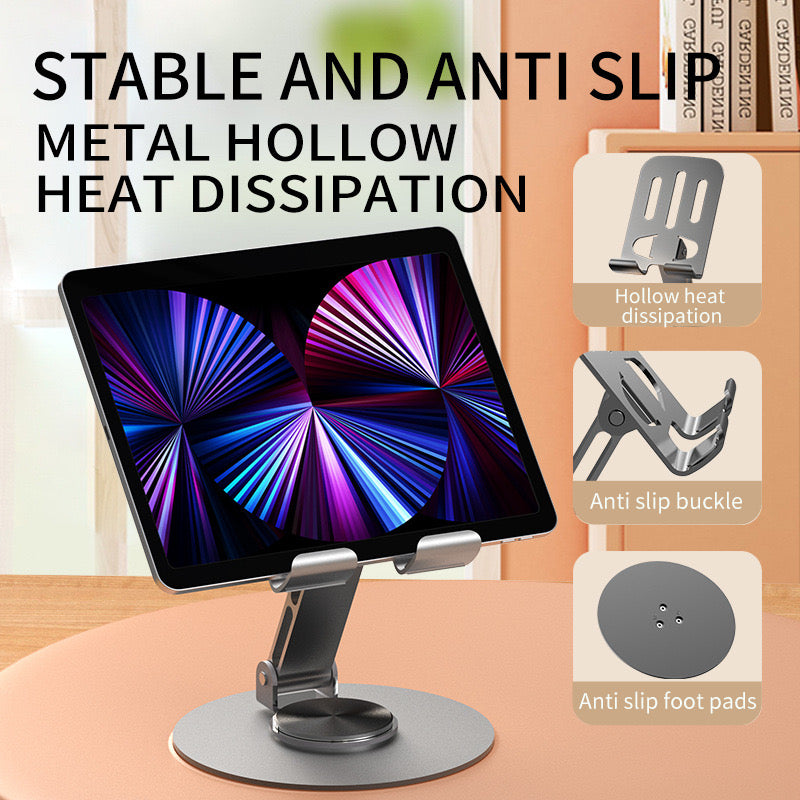 360 Metal Desktop Rotating Mobile Phone Holder - Fully Adjustable Foldable Phone Stand, for All Phones and Small Tablet Computers, Phone Needs with Multiple Viewing Angles!