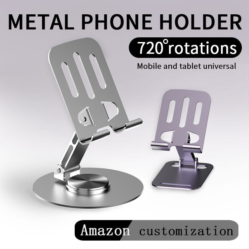 360 Metal Desktop Rotating Mobile Phone Holder - Fully Adjustable Foldable Phone Stand, for All Phones and Small Tablet Computers, Phone Needs with Multiple Viewing Angles!