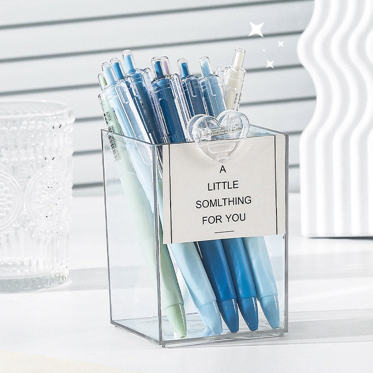 Acrylic pen holder transparent office desktop stationery storage box student desk pen holder makeup brush pen storage bucket